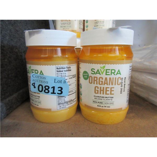 8 - 400 g Jars of Savera Organic Ghee - BB Aug 2/2022