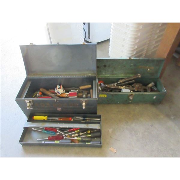 2 Metal Tool Boxes and Contents