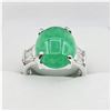 Image 1 : Base Metal Natural Jadeite & Cubic Zirconia Ring
