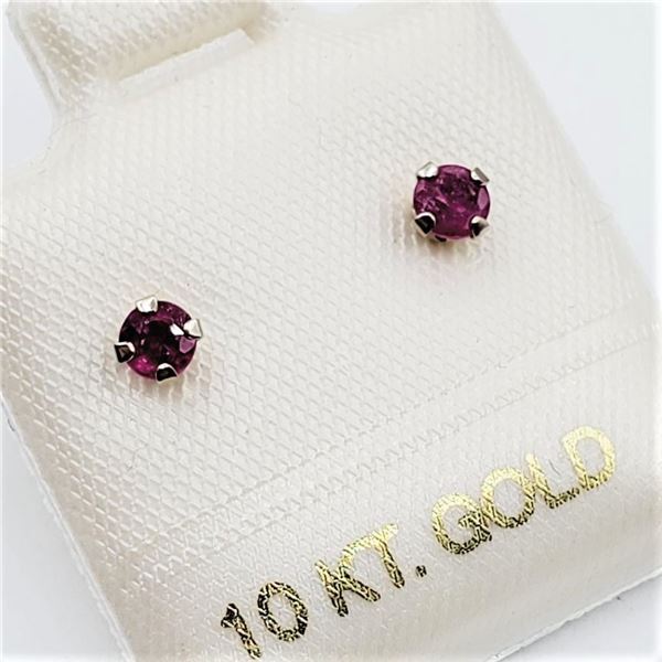 White Gold Natural Enhanced Ruby Earrings
