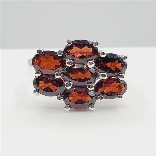 Sterling Silver Natural Garnet Ring