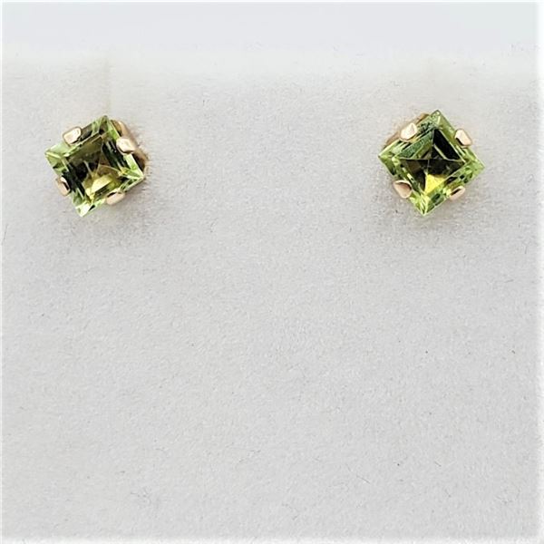 Yellow Gold Natural Peridot Earrings