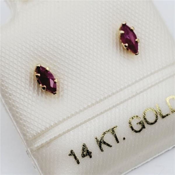 Yellow Gold Natural Enhanced Ruby Earrings