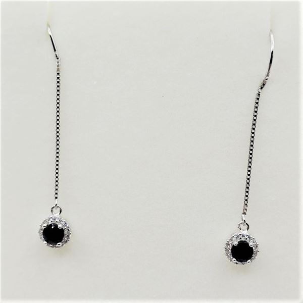 Sterling Silver Natural Sapphire & Cubic Zirconia Earrings