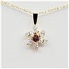 Image 1 : Yellow Gold Natural Pink Tourmaline & Cubic Zirconia Pendant