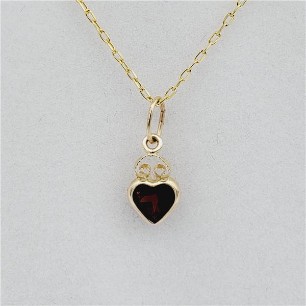 Yellow Gold Natural Garnet Heart Pendant