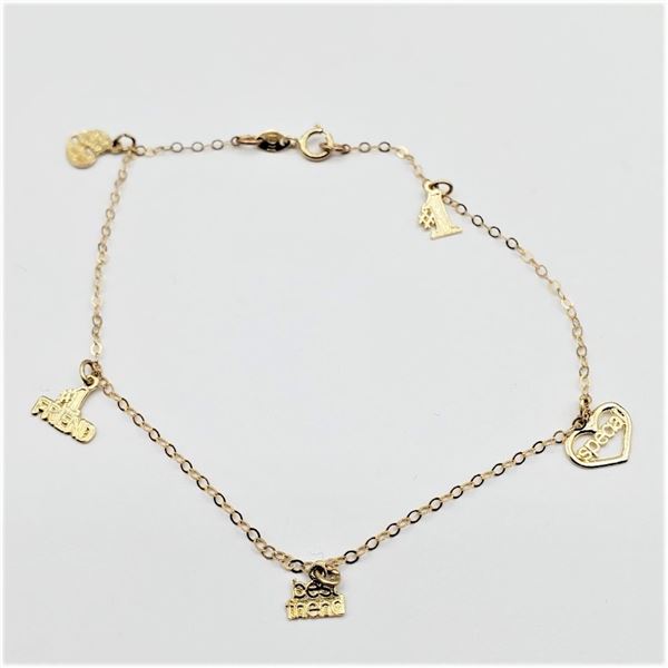 Yellow Gold Charm "BFF" Bracelet