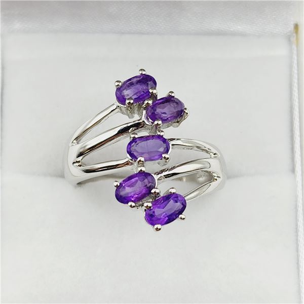 Sterling Silver Natural Amethyst Ring