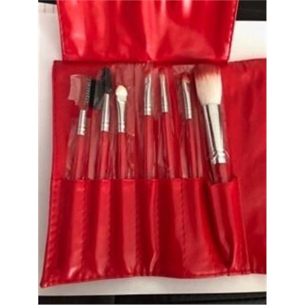 Red. 7 Piece Makeup Brush Set