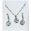 Image 1 : Matching Double Heart Multiple Crystal Earring & Necklace Set