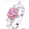 Image 1 : Pink Heart. 925 Stamped Sterling Silver Ring