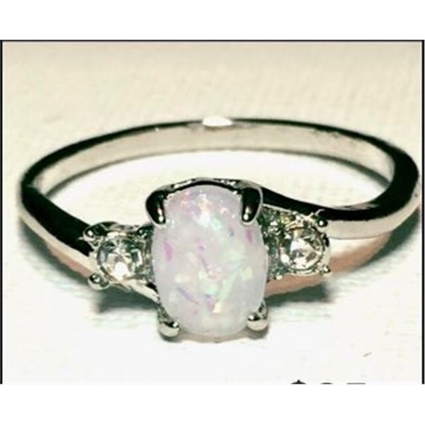 White Fire Opal Synthetic Solitaire