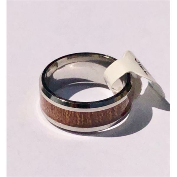 Wood Inlay Stainless Steel Ring