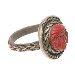 Rare Ancient Roman Silver Jasper Cameo Ring 1800 Y/O (ANT-774)