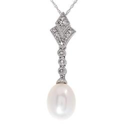 Exquisite Wt Pearl Diamond Necklace Pendant $1995 (JEW-327)