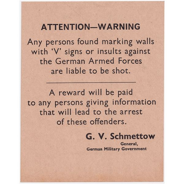 GERMAN OCCUPIED CHANNEL ISLANDS WARNING POSTER