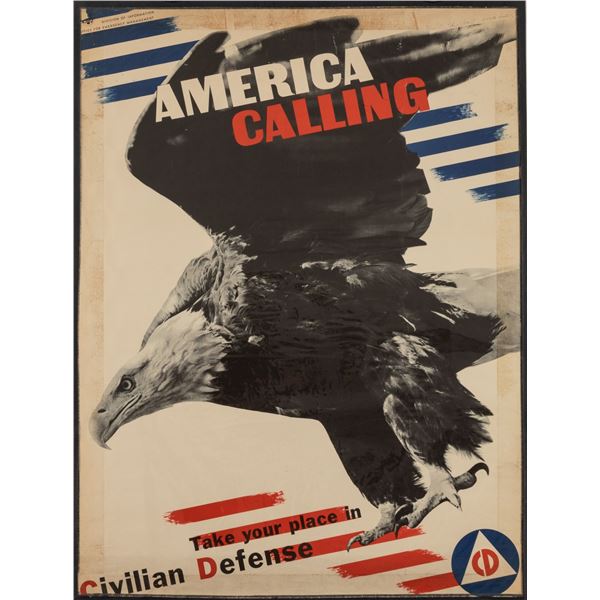 AMERICA CALLING CIVILIAN DEFENSE EAGLE POSTER