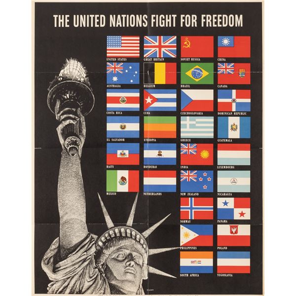 WWII UNITED NATIONS FIGHT FOR FREEDOM POSTER