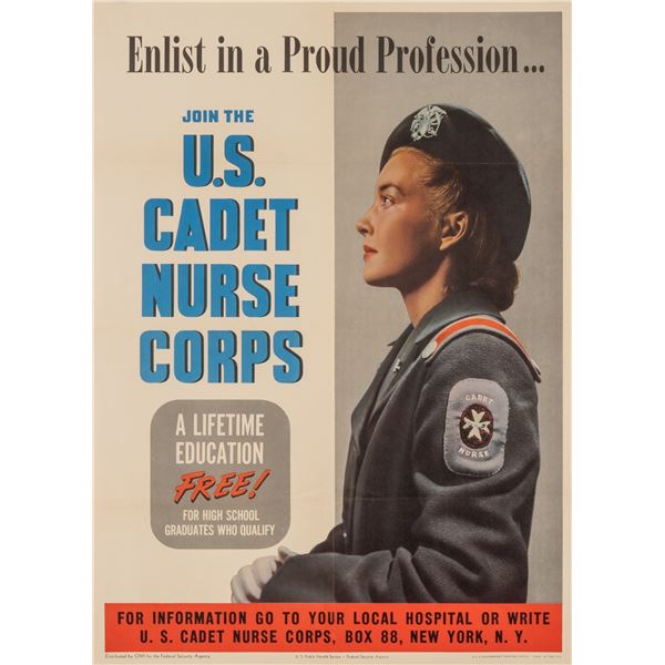 WWII US CADET NURSE CORPS POSTER
