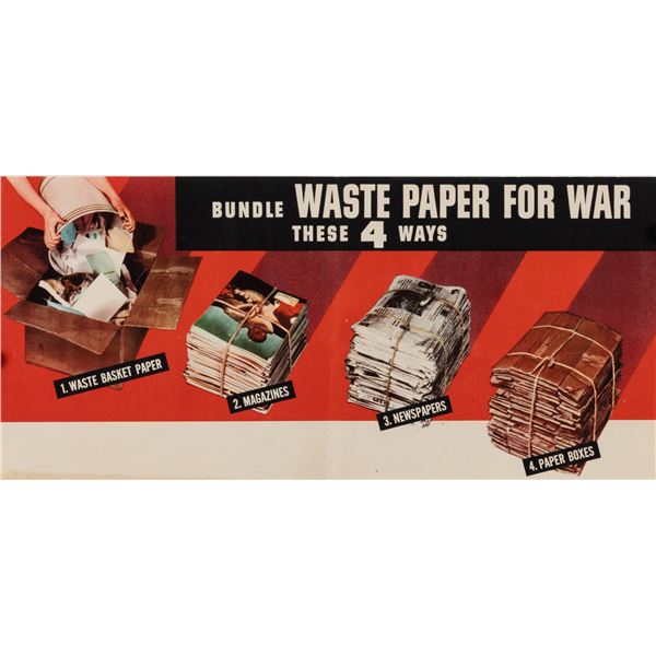 WWII WASTE PAPER FOR WAR BANNER