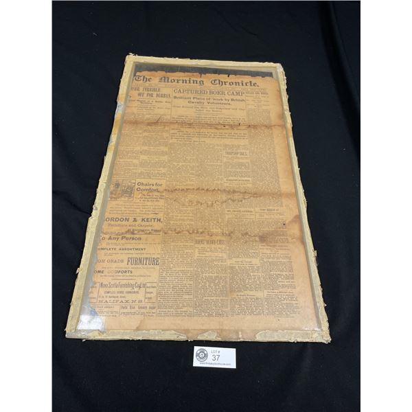 16x25.5  Nov 6 1889Halifax Nova Scotia The Morning Chronicle Paper in PlexiGlass