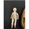 Image 2 : Antique Leather Handmade Rat TailedShoes for Doll plus One Antique Mini Doll