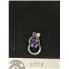 Image 2 : 925 Sterling Silver w/ Faceted Purple Stone Pendant, 1 Inch Long Incl Loop