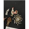 Image 3 : Collection of Vintage Rhinestone Brooches, Pairs of Earrings and Pendant