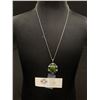 Image 1 : Nice Silver Plated w/ Green B.C. Jade Stone Pendant Necklace
