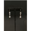 Image 2 : Lovely Silver Plated w/ Shiny C.Z. Stones Dangling Earrings