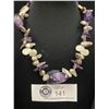 Image 2 : Large Amethyst Stone Beads and Pearls Necklace, 18 Inches Long