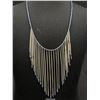 Image 2 : Dainty Silver Plt, w/ Tiny Blue Glass Stones Lavaliere Necklace, 16-18.5 Inches Long