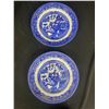 Image 2 : A Pair of Vintage Blue Willow Porcelain Plates plus a Cobalt Blue Glass Metal Candy Dish and a Vinta