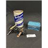 Image 1 : A Nice Vintage Lot of 2 Small Cannons and Edgeworth Tobacco Tin and a Nealsons Cocoa Tin