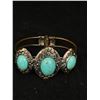 Image 2 : Triple Wrap Silver/Blue Turquoise Bracelet. Blue Turquoise Triple Stone Bandle, and This Silver Turq