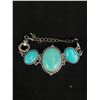 Image 2 : Silver and Turquoise 3 Stone Necklace and Bracelet Set.