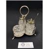 Image 2 : Antique Crystal and Silver Plate Condimant Set
