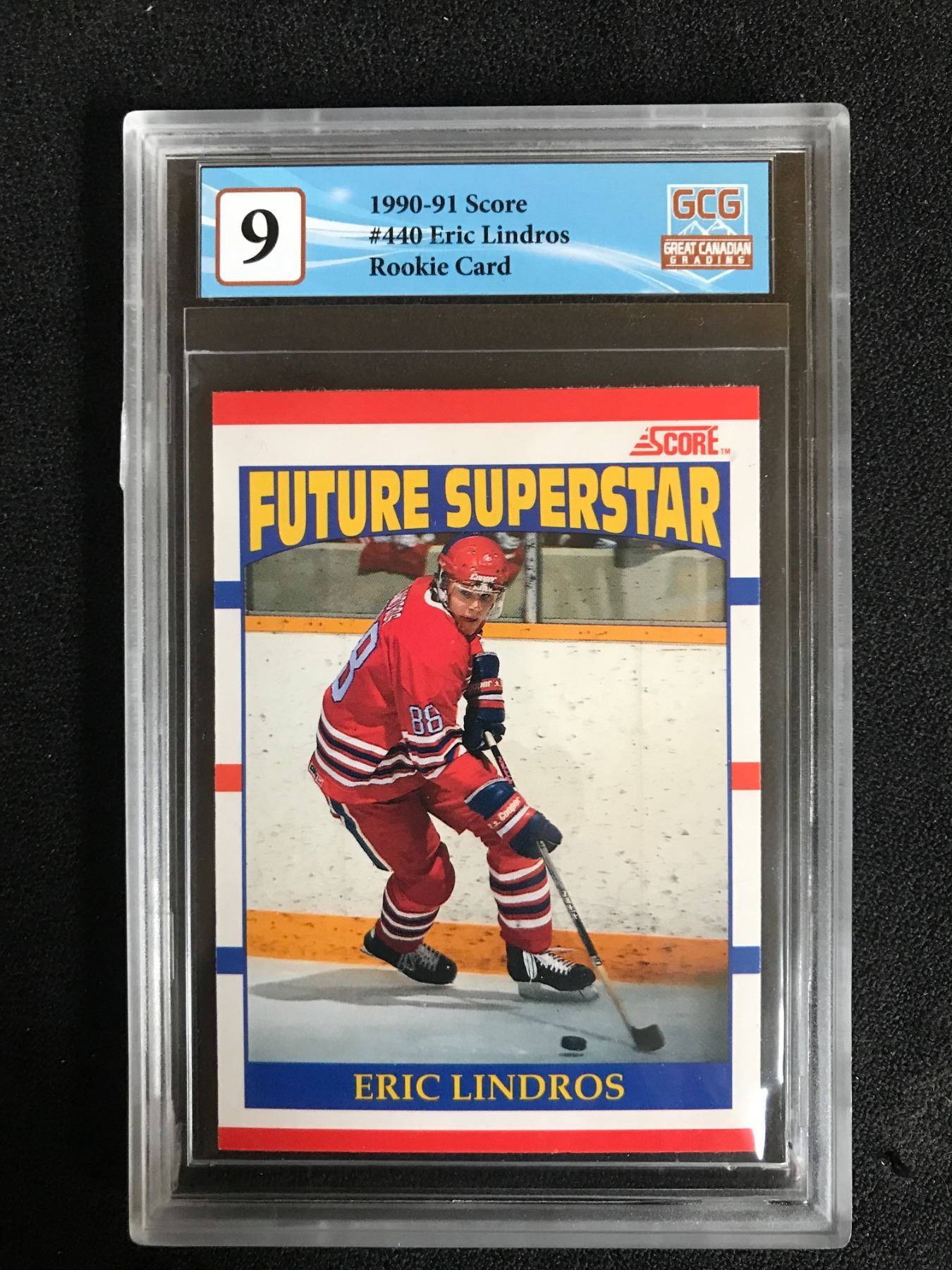 Eric Lindos Rookie 1990-91 SCORE NO.440 ERIC LINDROS ROOKIE CARD (GCG 9)