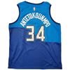 Image 1 : Milwaukee Bucks Giannis Antetokounmpo Autographed Blue Nike Jersey Size XXL (Beckett)