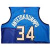 Image 2 : Milwaukee Bucks Giannis Antetokounmpo Autographed Blue Nike Jersey Size XXL (Beckett)