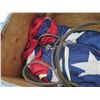 Image 2 : Wood Hinged Box Marked 'Crane' w/ Wire Rope, Shackles, Flag, etc