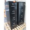 Image 1 : Qty 2 HON Black Metal 4 Drawer Locking Filing Cabinets w/ Hanging Files