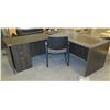 Image 1 : Wooden 'L' Shaped Desk w/ 3 Drawer Cabinet & Stationary Office Chair 78"x66"x29"H