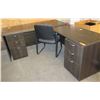 Image 1 : Wooden 'L' Shaped Desk w/ Two 3 Drawer Cabinet & Stationary Office Chair 78"x66"x29"H