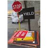 Image 1 : Misc Signs: Stop, Yield, Wrong Way, Budget, etc - 2 w/ Pole Stands