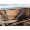 Image 10 : Wooden Hinged Box & Contents:  Heavy Duty Extension Cords, Broom, Tools, Tape, etc