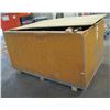 Image 1 : Wooden Hinged Box & Contents:  Heavy Duty Extension Cords, Broom, Tools, Tape, etc