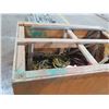 Image 2 : Wooden Hinged Box & Contents:  Heavy Duty Extension Cords, Broom, Tools, Tape, etc