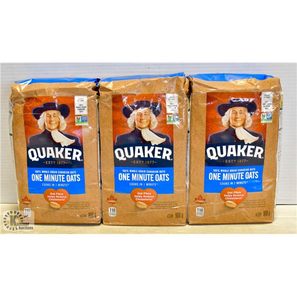 3 BAGS OF QUAKER ONE MINUTE OATS 900G BAGS