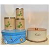 Image 1 : 2 VINTAGE CAKE TINS AND SET OF 3 CANNISTERS
